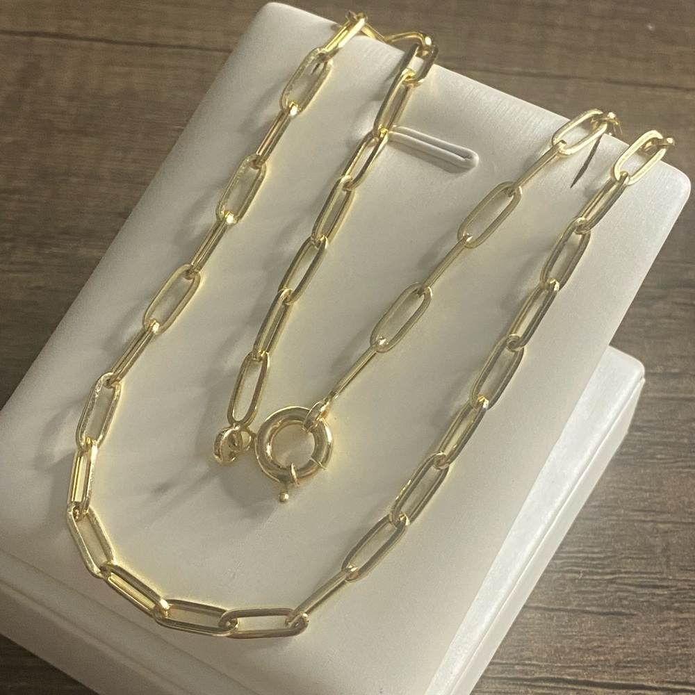 Real 18K Gold Paperclip Chain